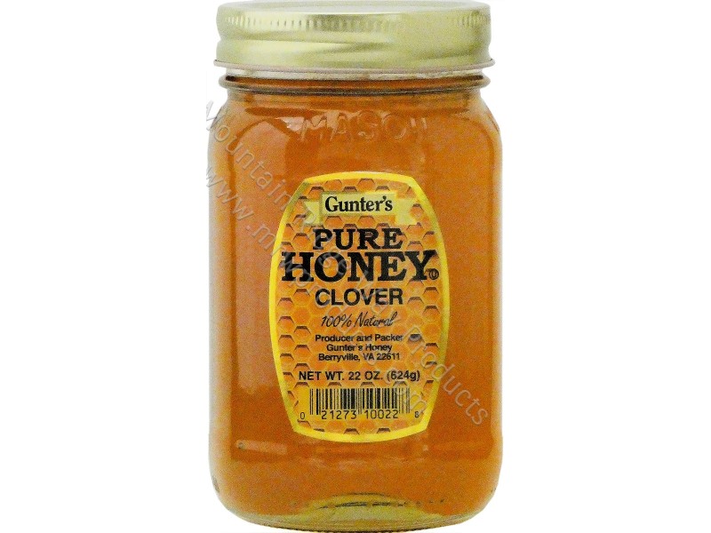 Gunter's Clover Honey Pint (22 oz. nt. wt.) Jar Mountain Ridge Way